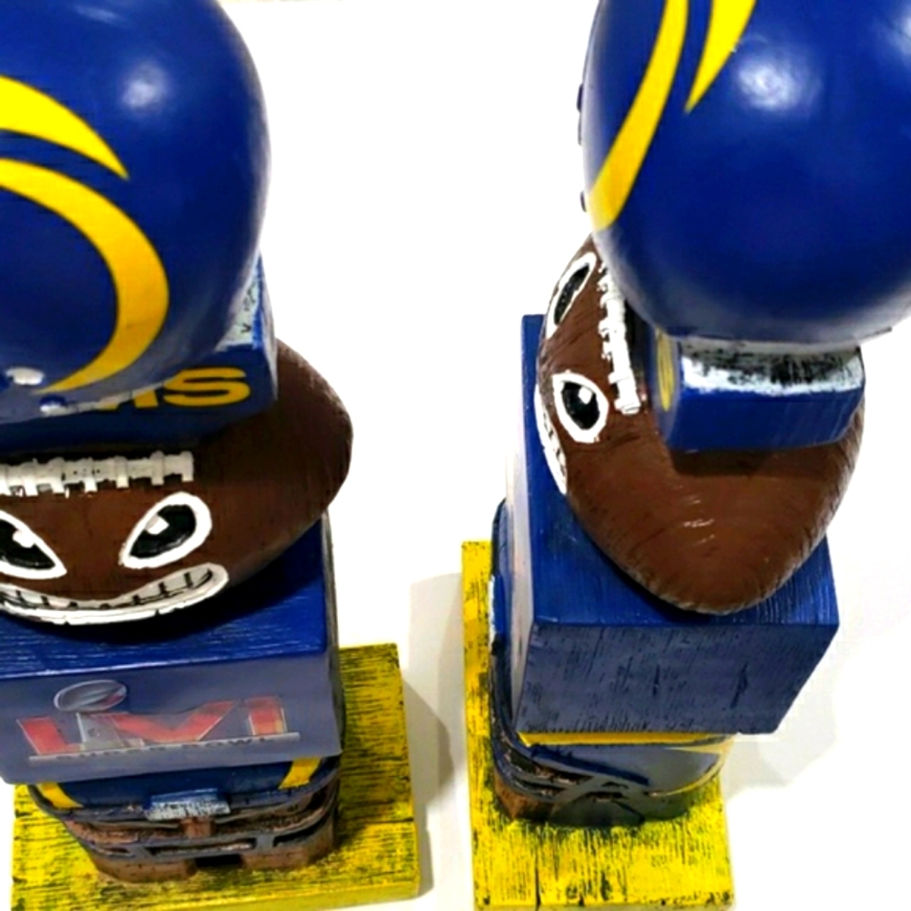 NFL Rams Tiki Face Totem Pole Figurine (2) Los Angeles Super Bowl 56 Champions